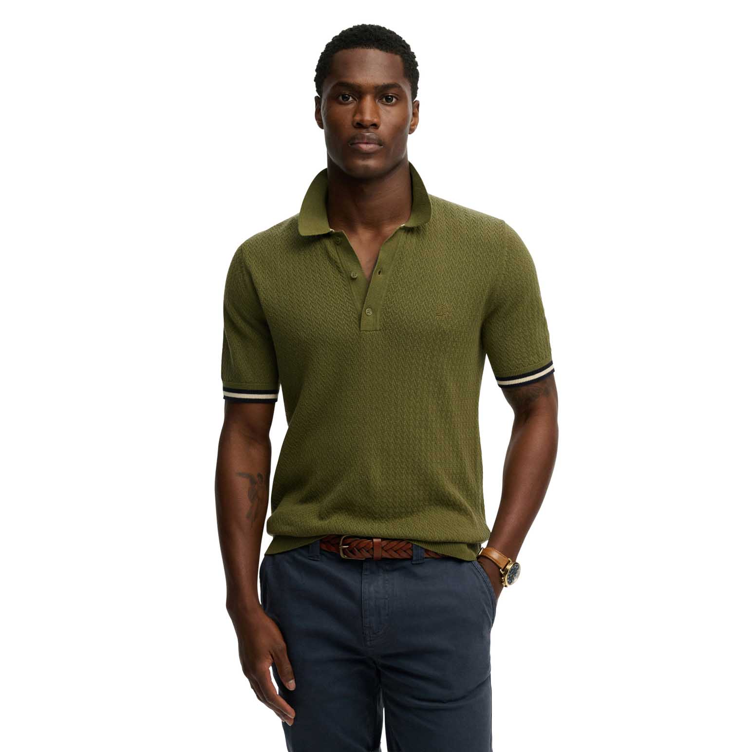 Superdry Knitted Texture Short Sleeve Polo